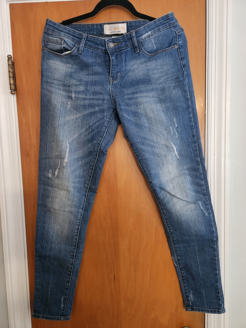Boutique Distressed Skinny Blue Jeans